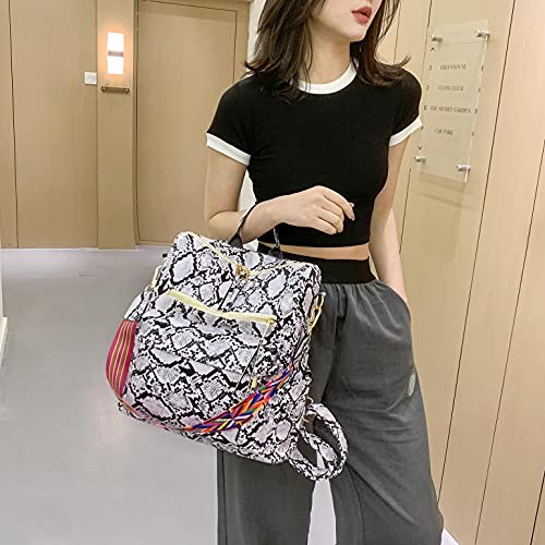 Women's Snake Print Backpack Purse Handbag (Grey) V4120