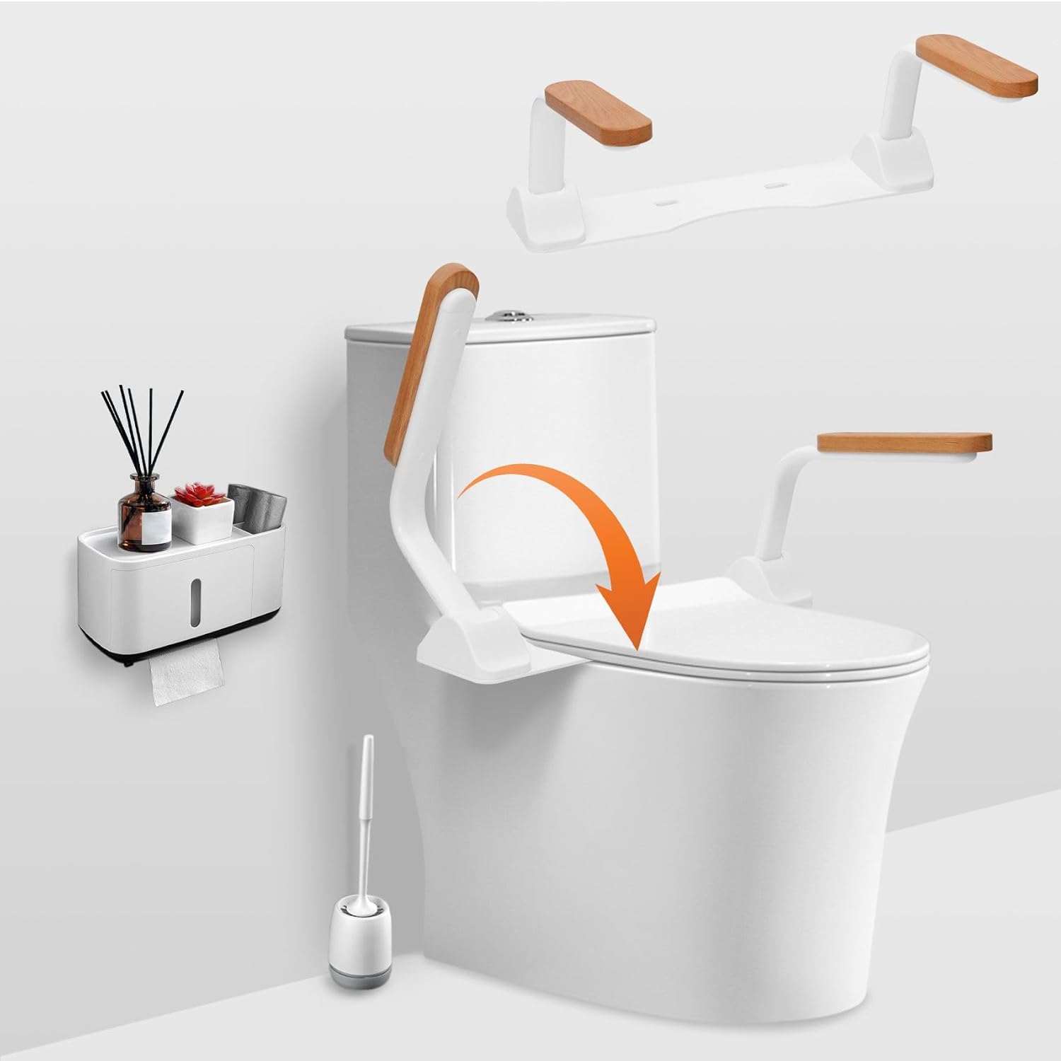 Toilet Safety Rails for Elderly (520 lbs), Handicap Toilet Seat with Foldable Handles, Adjustable Height and Width Toilet Rails for Seniors, Toilet Safety Rail, New Upgrade