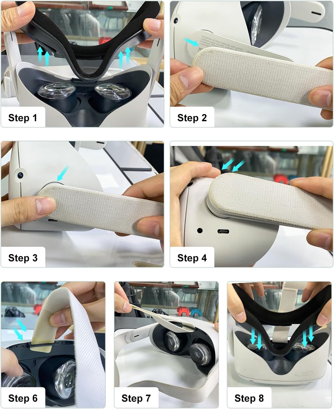 Head Strap for Oculus Quest 2 with 2 Thumb Grip Caps T411