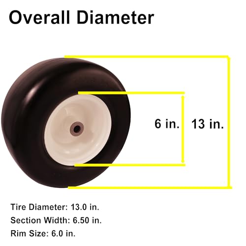 15x6.00-6 Flat Free Tire and Wheel Assembly for Zero Turn Lawn Mower T493