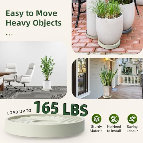 2PCS Round Plant Caddy with Hidden Wheels, Heavy Duty Plant Dolly, Gray, 14 inches J393000