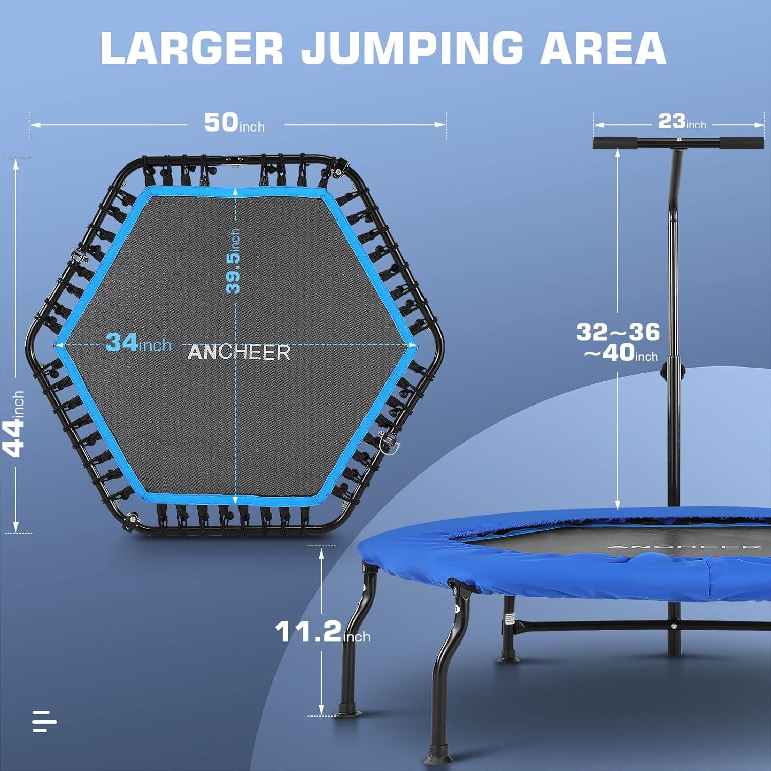 ANCHEER Foldable Mini Trampoline with Bungees and Foam Handle Y98839