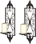 Metal Candle Sconces Wall Decor Set of 2, 16.5" H Wall Candle Holder, Bronze