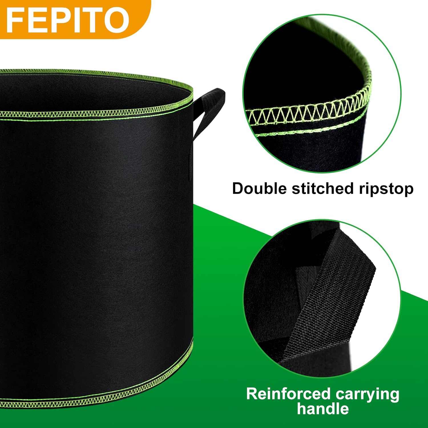 FEPITO 10 Gallon Fabric Grow Bags with Handles, 5 Pack P178