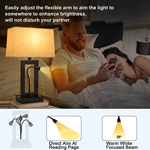 TRLIFE Table Lamps Set of 2, Dimmable with USB Charging Ports and AC Outlet E371275