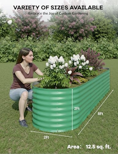 4x2x2Ft Oval Galvanized Steel Raised Garden Bed - Outdoor Metal Planter Box for Vegetables, Flowers, Herbs L43315
