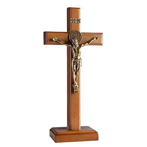 KUXBET Crucifix Cross Catholic 10.7 Inch Wooden Jesus Christ Wall Hanging or Tabletop G934