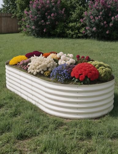 4x2x2Ft Oval Galvanized Steel Raised Garden Bed - Outdoor Metal Planter Box for Vegetables, Flowers, Herbs L43315