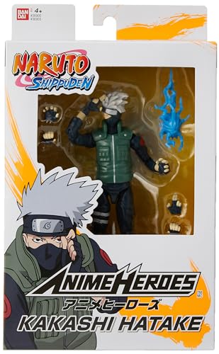 BANDAI Anime Heroes Naruto Action Figure Hatake Kakashi | 17cm Naruto Figure Hatake Kakashi Figure with Extra Hands and Accessories | Naruto Shippuden Anime Figure Action Figures for Boys and Girls