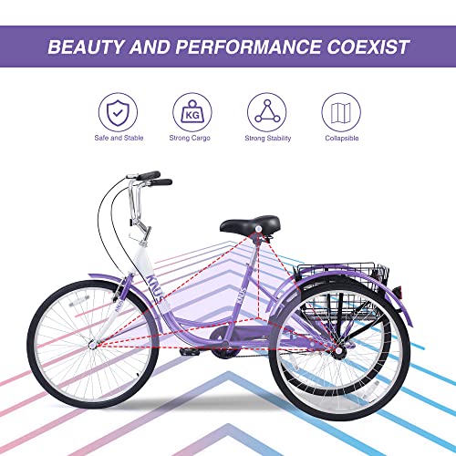 Outroad Adult Tricycle 26 Inch 3 Wheel Cruiser Bike with Large Basket P100
