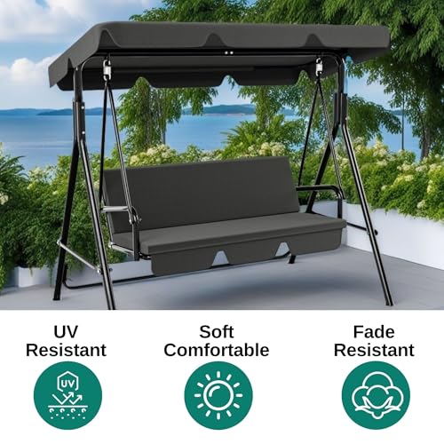 YITAHOME Outdoor Patio Swing Chair 3 Person with Adjustable Canopy, Black P266