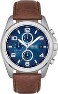 Relic by Fossil Men's Daley Multifunction Silver Stainless Steel and Brown Leather Band Watch (Model: ZR15794)