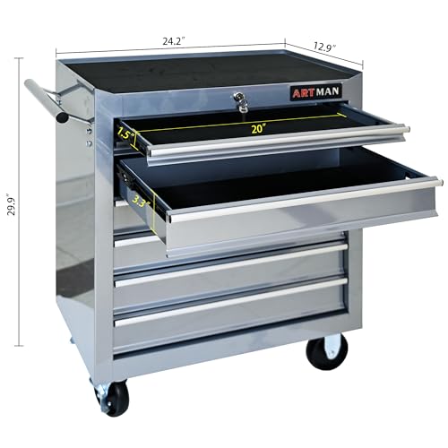 5-Drawer Rolling Tool Cart with Wheels, Black V51953
