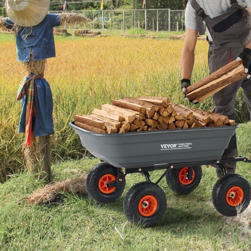 VEVOR 600lbs Poly Garden Cart Dump Wagon with 10in All Terrain Wheels W644