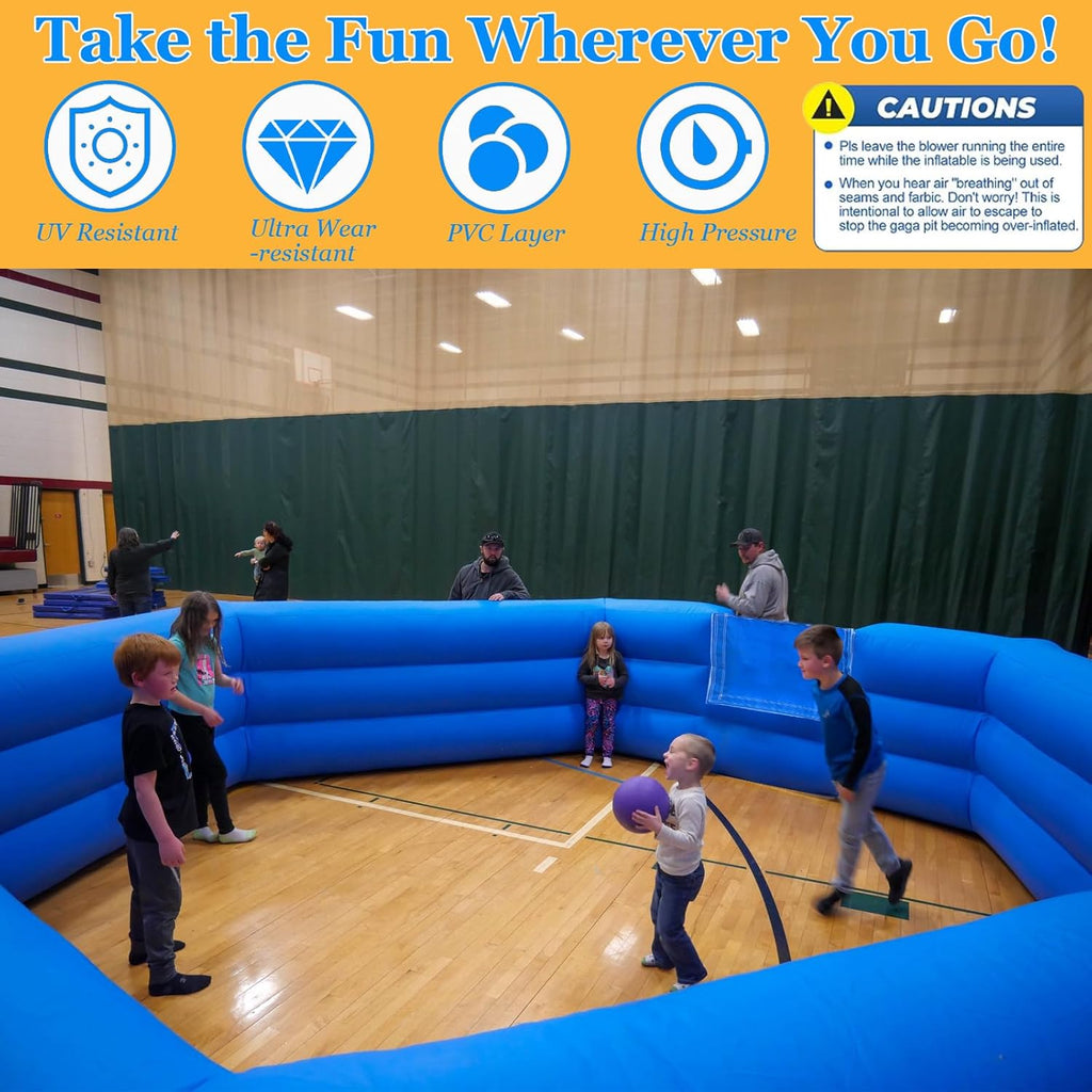 Heavy Duty Inflatable Gaga Ball Pit Court with Electric Blower, 15FT Q5119