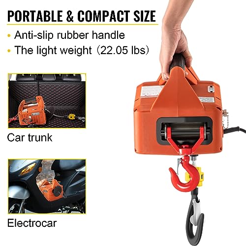 3-in-1 Electric Hoist Winch 880LBS 1500W 110V with Remote Control L67613