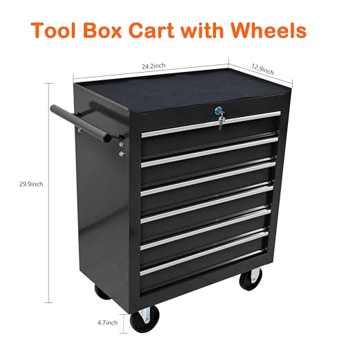 5-Drawer Rolling Tool Cart with Wheels, Black V51953
