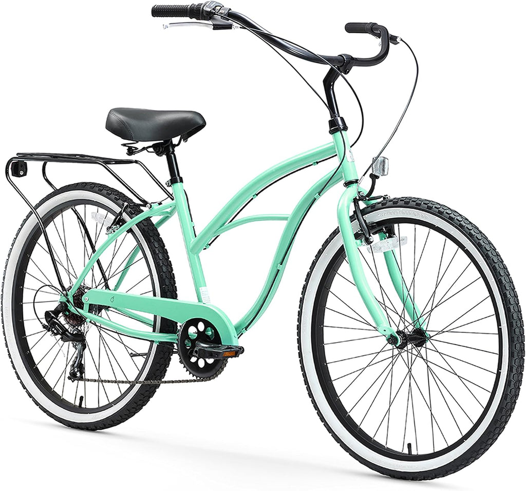 sixthreezero Around The Block 26" 7-Speed Beach Cruiser Bike with Rear Rack O874