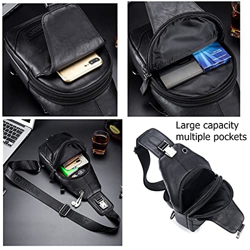 BULLCAPTAIN Genuine Leather Men Sling Crossbody Bag I154030