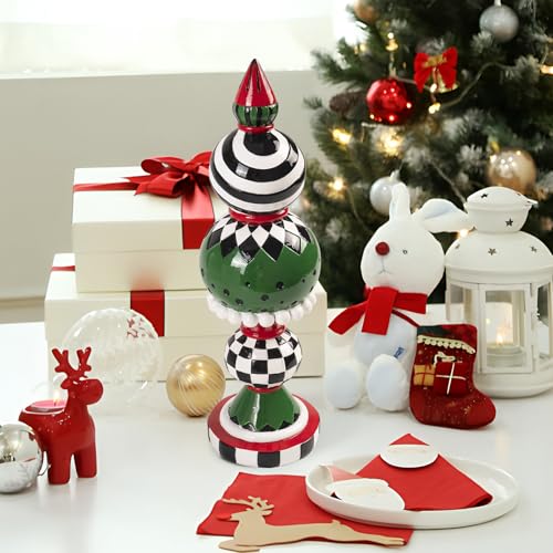 Black and White Checkered Snowman Christmas Decorations Indoor W584