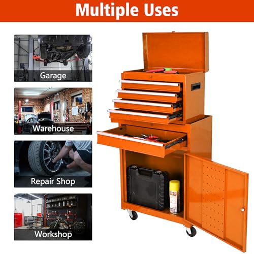 5-Drawer Rolling Tool Chest with Brake Casters, Black E95317