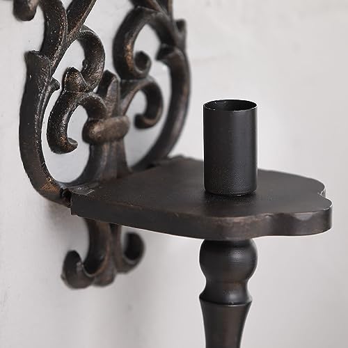 Antique Black Metal Wall Candle Sconce Holder Set of 2 K355254