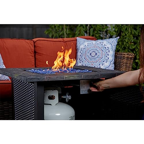 Endless Summer 30-Inch Square Propane Outdoor Fire Pit Table with Resin Mantel H7468