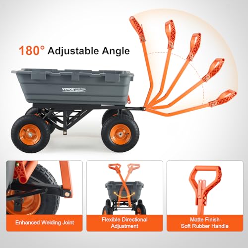 VEVOR 1200lbs 7Cu.Ft. Garden Dump Cart with 13in All Terrain Wheels A75294