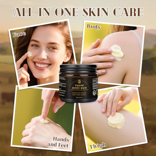 Beef Tallow and Honey Balm for Face and Body, Organic Grass-Fed, 120g B486324