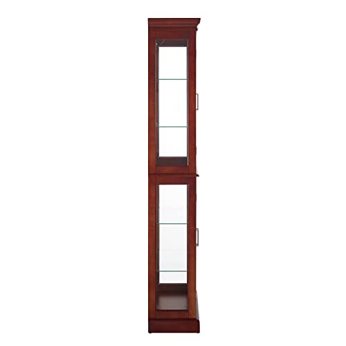Knocbel Classic 70" Tall 6-Shelf Curio Cabinet with Glass Doors, Oak D6814