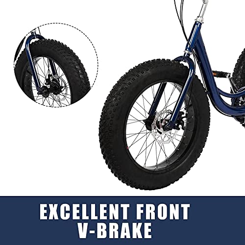 Adult Tricycle 7 Speed 20 Inch 3 Wheel Bike with Shopping Basket Q9086