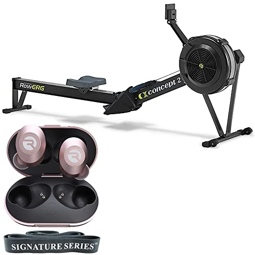 Concept2 Model D Indoor Rowing Machine 14" Legs, PM5 Performance Monitor with Raycon The Everyday Bluetooth True Wireless Earbuds, Built in Mic, 32 Hour Battery w/Signature Series Resistance Band