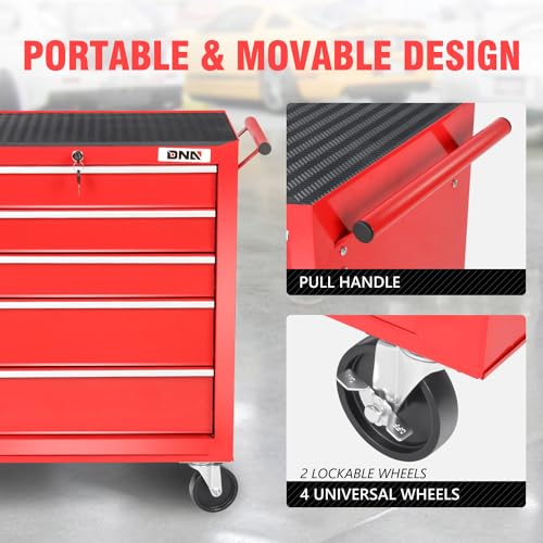DNA MOTORING 7-Drawer Rolling Tool Cabinet Chest with Keyed Locking System, Green M137