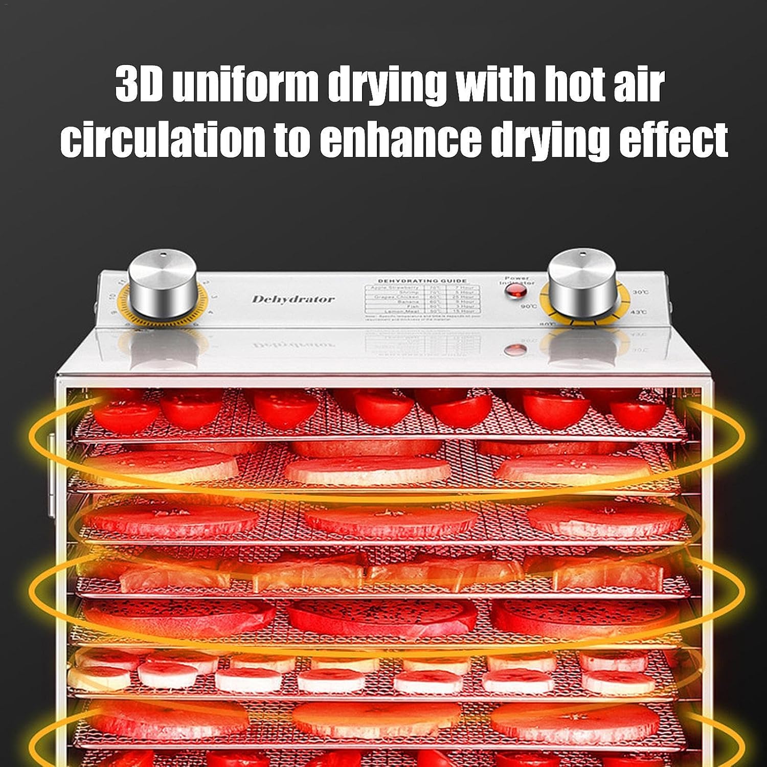 Food Dehydrator Machine, 8 Stainless Steel Trays, Digital Timer, 1000W U701