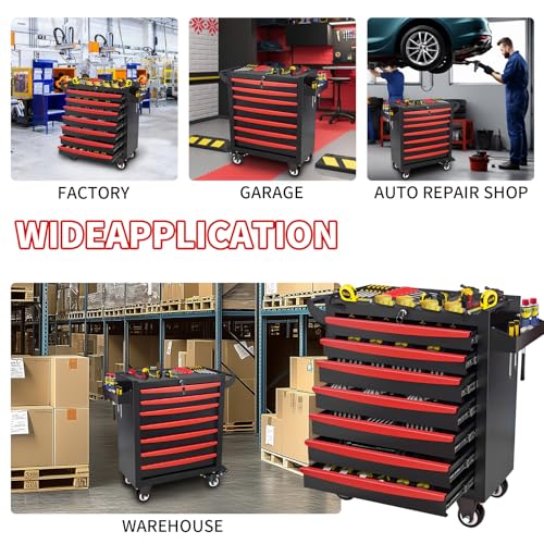 Rolling Tool Chest, Metal Tool Box with 5 Drawers, Lockable Garage Storage Cabinet Q978