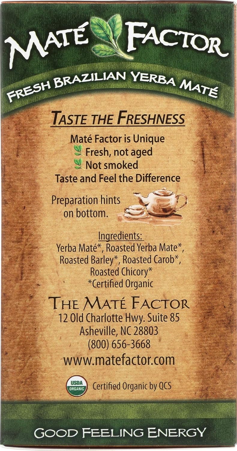 Organic Yerba Mate Dark Roast Tea Bags - The Mate Factor, 20 Count K886