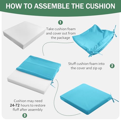 Outdoor Chair Cushions Set of 4, Waterproof Patio Seat Cushions with Ties, Black A5741