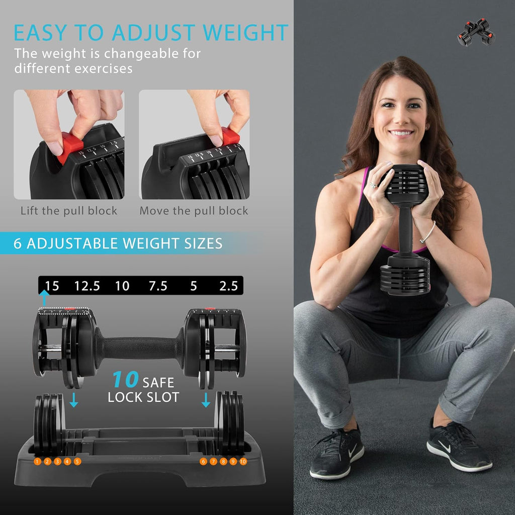VIVOHOME Adjustable Dumbbells Set of 2 with Anti-Slip Handle J785438