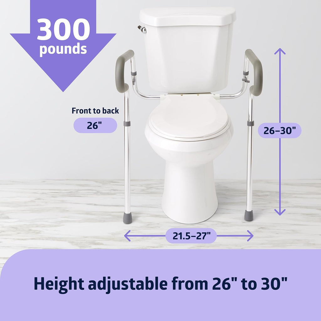 Medline Toilet Safety Rail for Seniors, Height Adjustable, 300 LB Capacity G790926