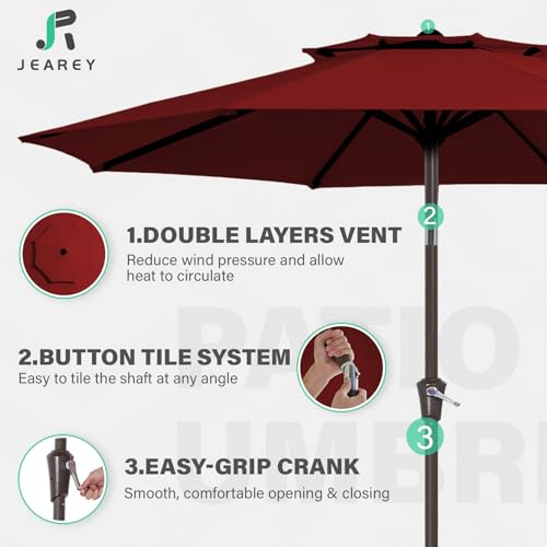 JEAREY 9 ft 2-Tiers Patio Umbrella with Push Button Tilt, Navy Blue A58987