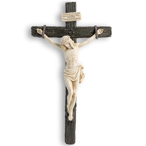 DevotedWalls 14" Hand Painted Catholic Crucifix for Wall V21624