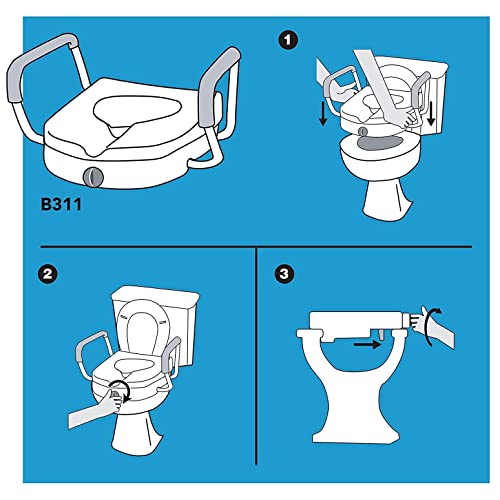Carex E-Z Lock Raised Toilet Seat with Handles, 5" Riser F88423