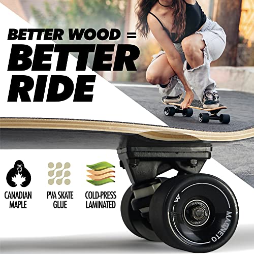 Magneto Complete Skateboard 27.5" Canadian Maple Double Kick Deck for Kids, Teens & Adults P392415
