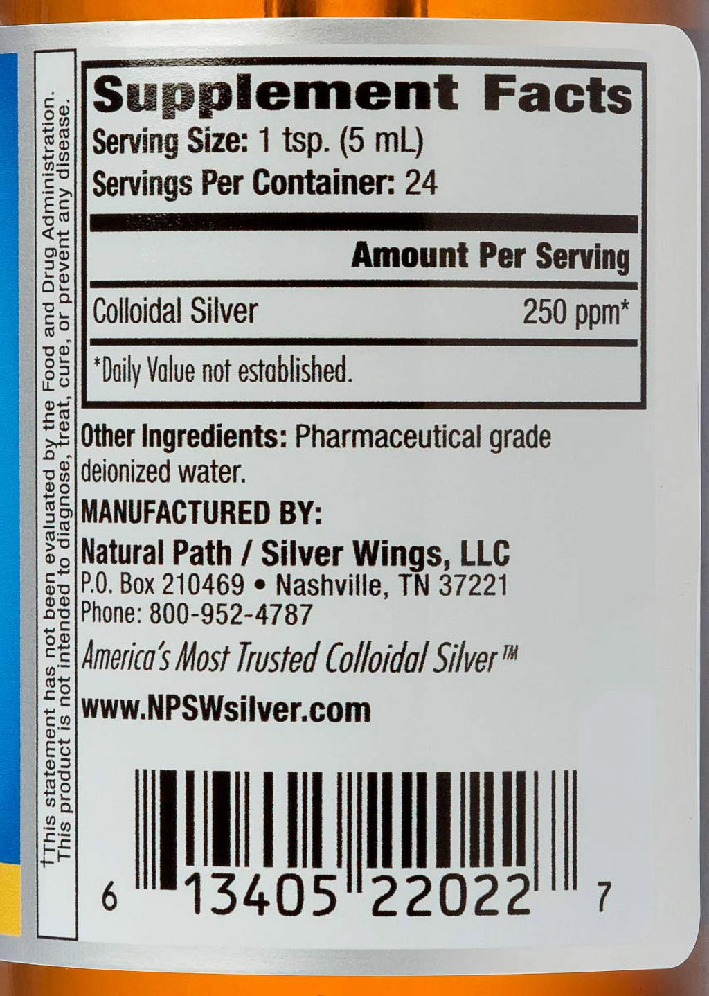Natural Path Silver Wings Colloidal Silver 250 ppm 4 fl oz F156