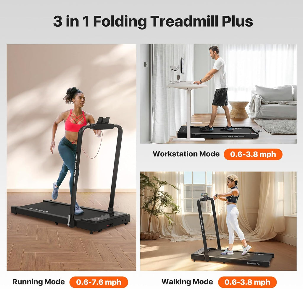 Mobvoi Home Treadmill Plus 3 in 1 Folding Walking Pad 2.5HP Compact Under Desk Running Machine O811769