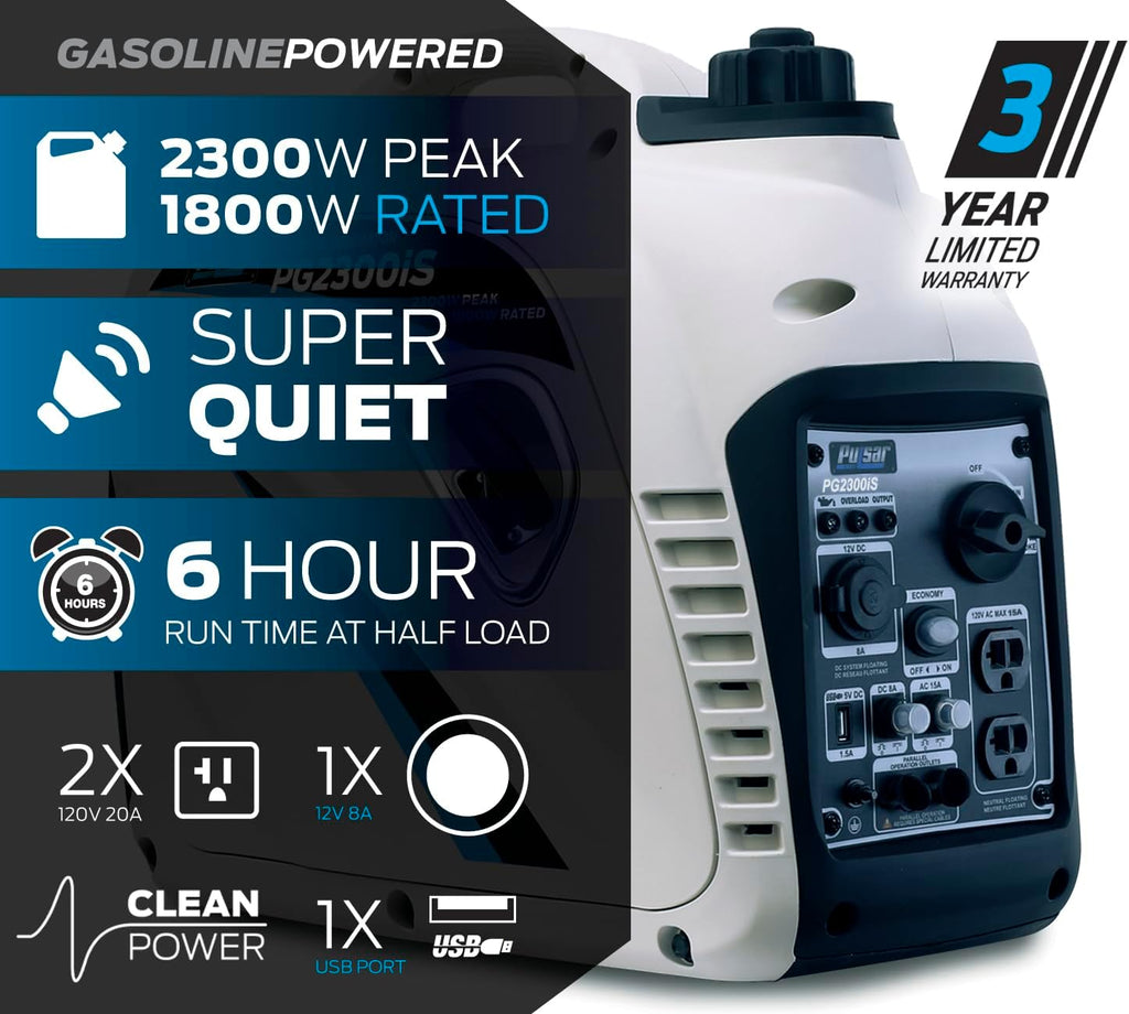 Pulsar PG2300iS 2300W Portable Inverter Generator with USB Outlet O432258