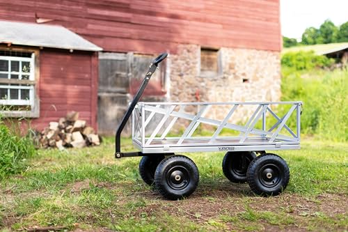 Yard Commander 400LB Heavy Duty Tow Behind ATV Trailer Steel Dump Cart 10-Cubic Feet Garden Utility Trailer V77511