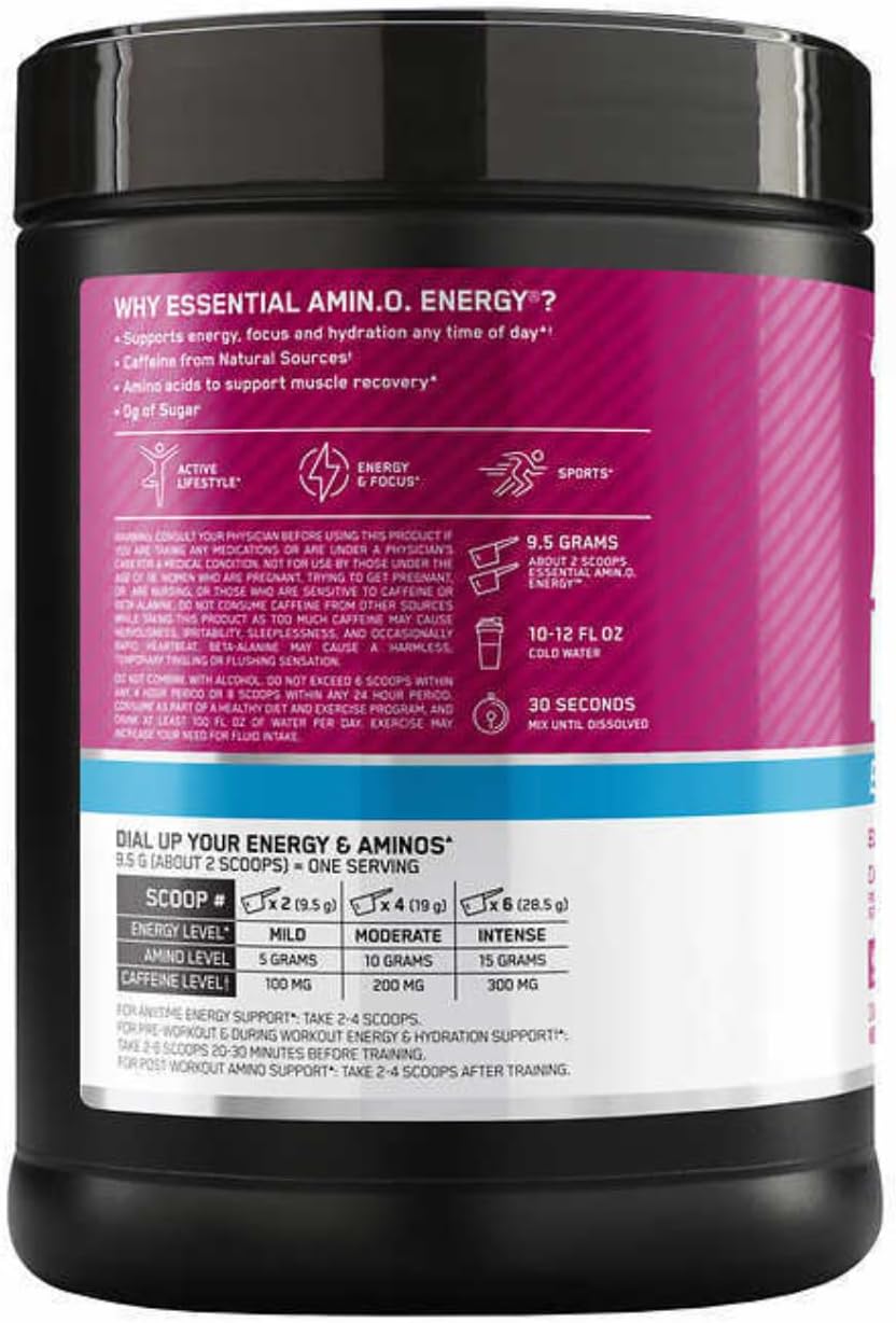 Optimum Nutrition Essential Amino Energy Powder Wild Berry 72 Servings V404387