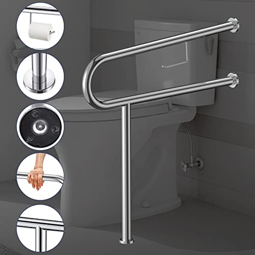 Toilet Grab Bar for Elderly, 24 Inch Height Adjustable Flip Up Bathroom Safety Rail H1737