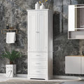 Tall Bathroom Storage Cabinet with 2 Door, Freestanding Floor Cabinet with 3 Drawers and Adjustable Shelves, Large White Linen Cabinet for Bathroom, Kitchen, Living Room